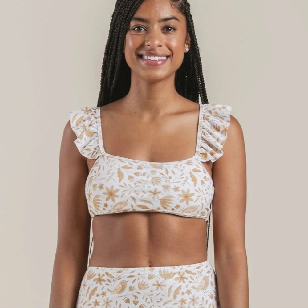 Rylee + Cru Ruffle Sleeve Bikini Top